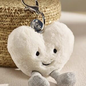 Jellycat Cream Heart Bag Charm EUC